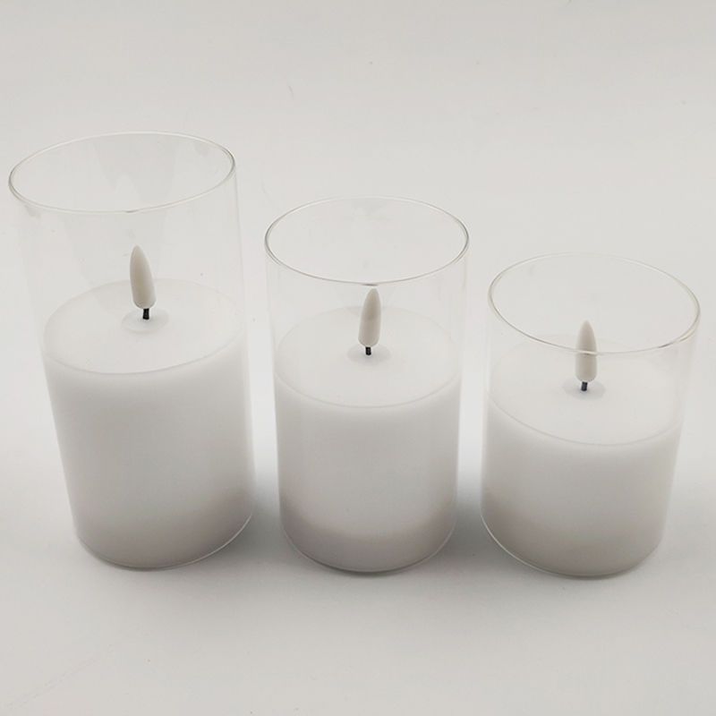 7.5 Round glass Bullet Led Candle three-piece Set YSC20020ABC