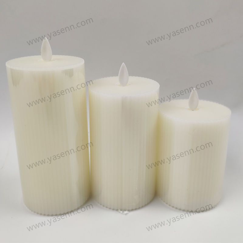 7.5CM WAX Vertical grain Swing Led Candles Set of 3 YSC23032ABC