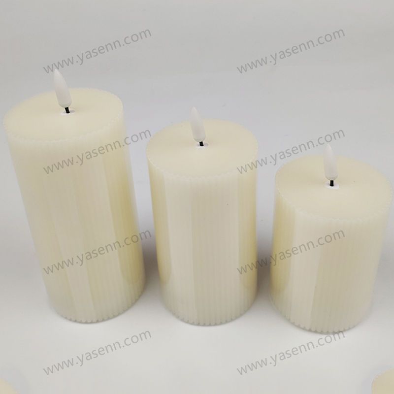 7.5CM WAX Vertical grain Bullet Led Candles Set of 3 YSC23033ABC