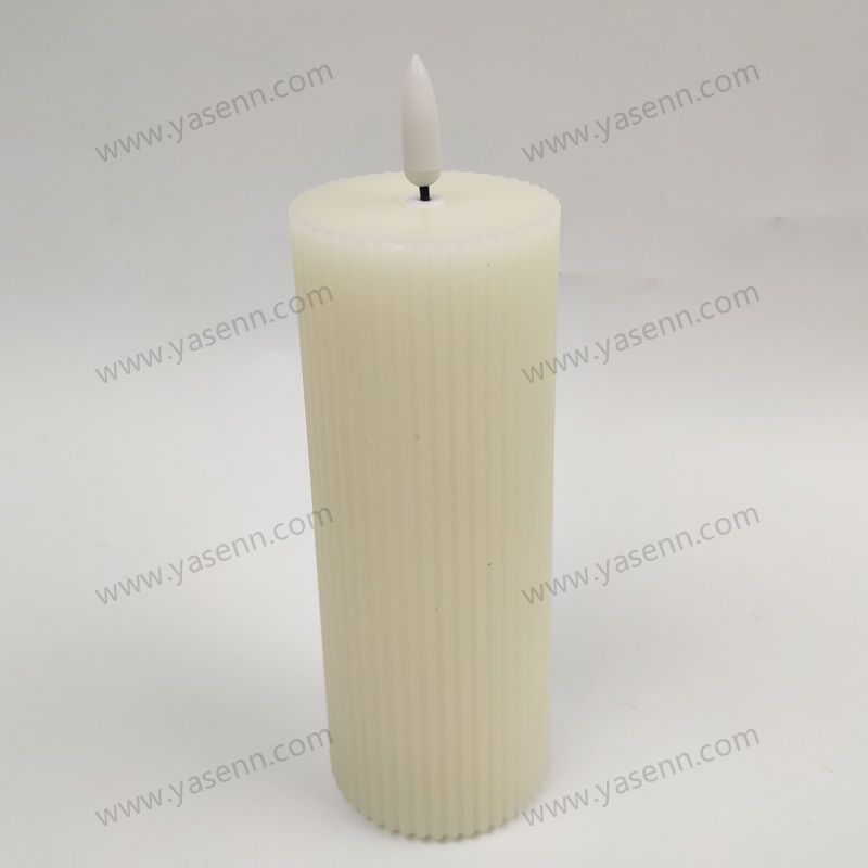 6x15CM bullet candle light with a flat top and vertical stripes YSC23034C