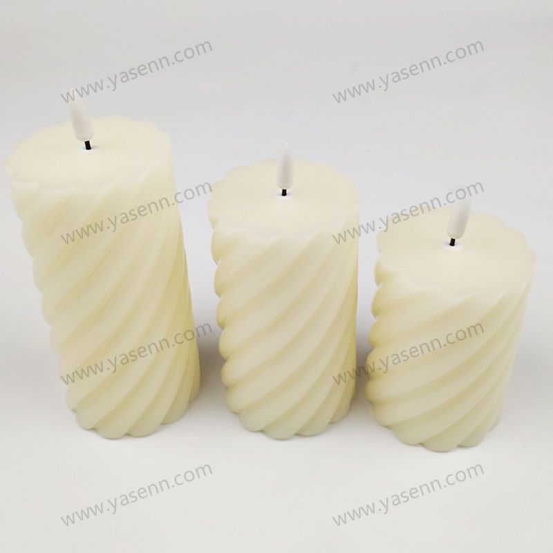 7.5CM WAX Spiral grain Bullet Led Candles Set of 3 YSC23036ABC