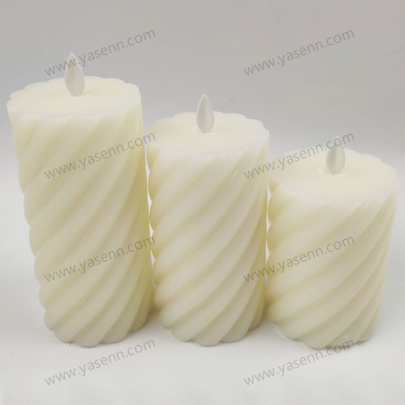 7.5CM WAX Spiral grain Swing Led Candles Set of 3 YSC23037ABC