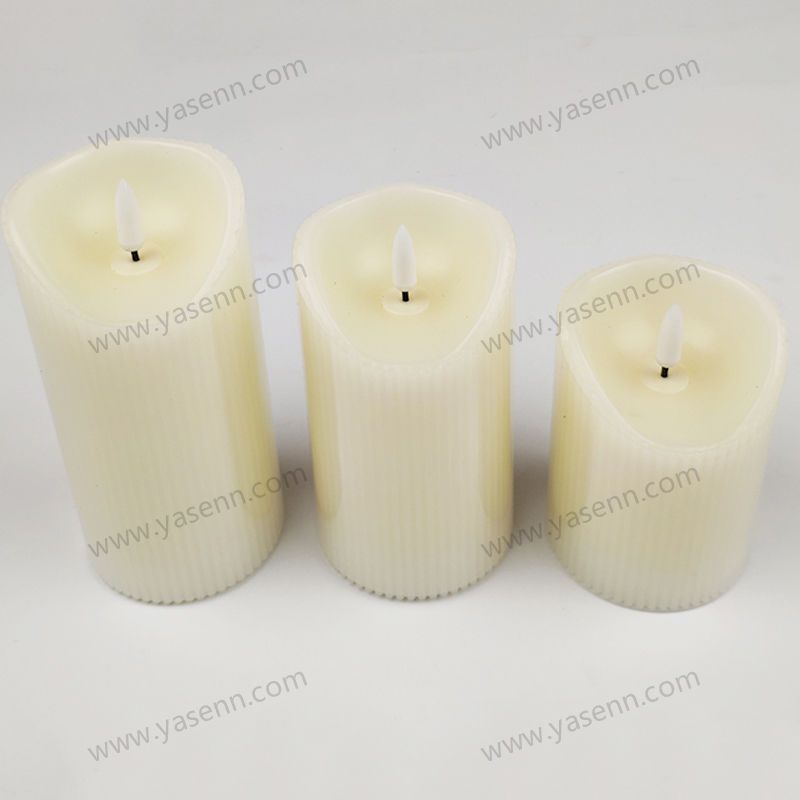 7.5CM WAX Vertical grain  Bullet Oblique Led Candles Set of 3 YSC23040ABC