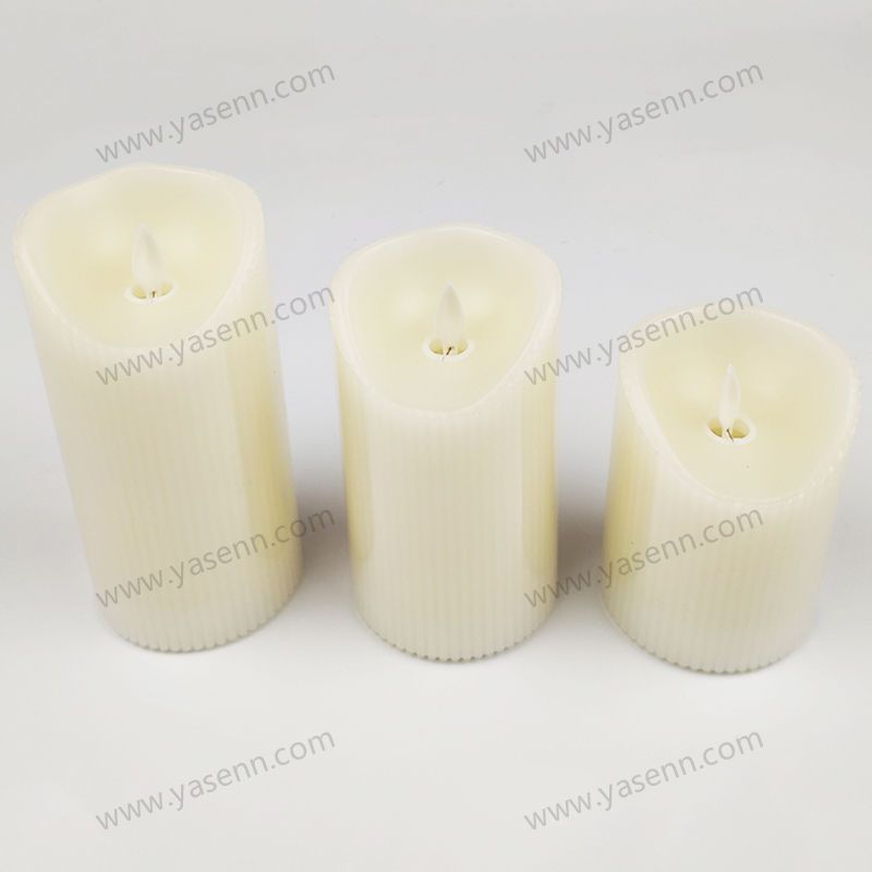 7.5CM WAX Vertical grain  Swing Oblique Led Candles Set of 3 YSC23041ABC