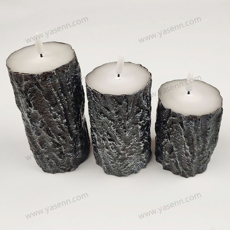 7.5CM WAX Stump Bullet Led Candle Set of 3 YSC23054ABC