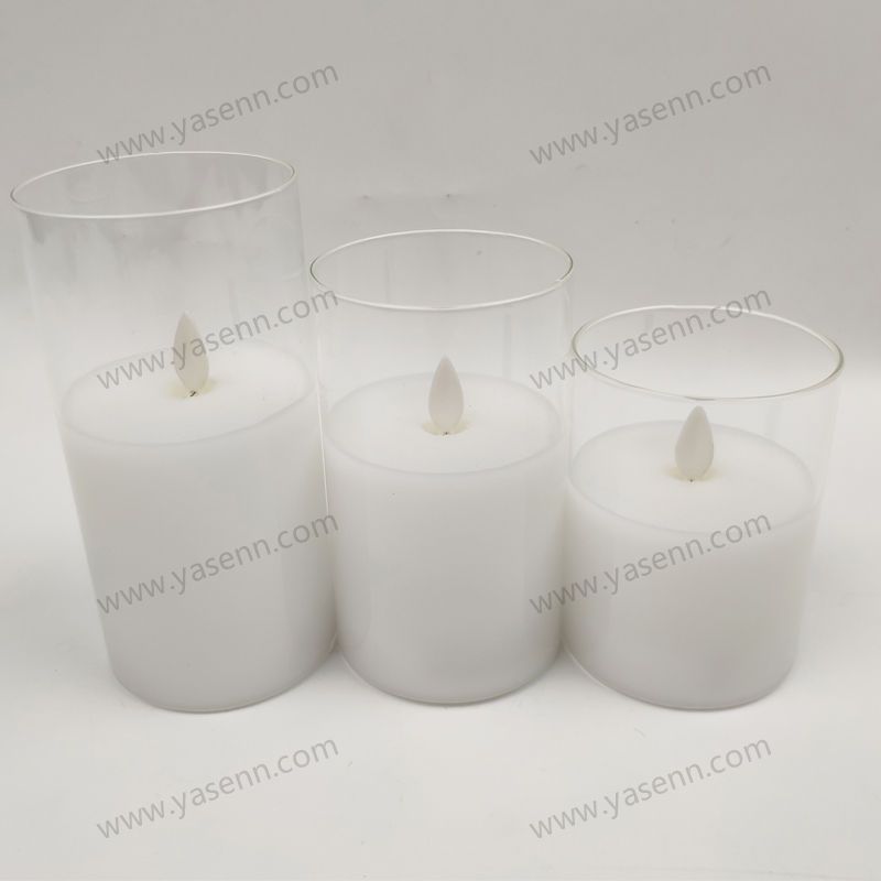 7.5 Round Glass Rocking Led Candle three-piece Set YSC20021ABC