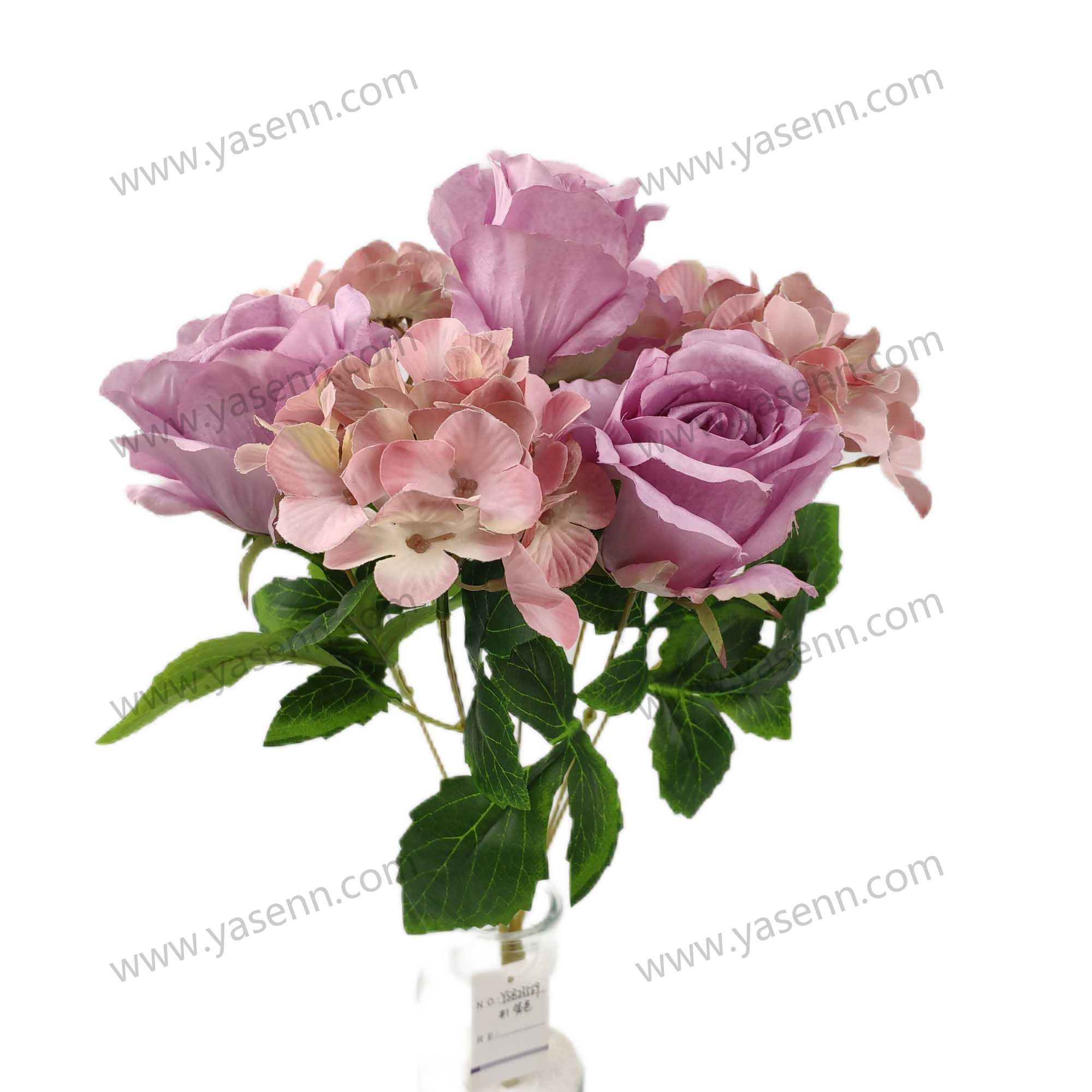 HEIGHT 45CM 7 BRANCHES ROSE HYDRANGEA YSB23569