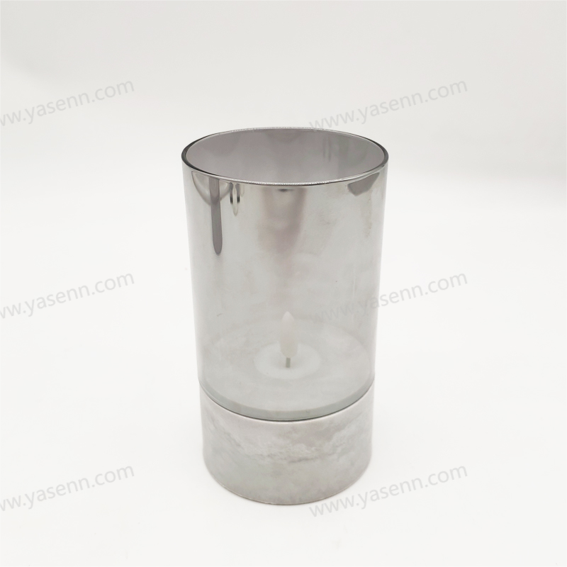 8*15CM BULLET FLAME GLASS-IMAITATION CEMENT CANDLE LAMP YSC23090A	