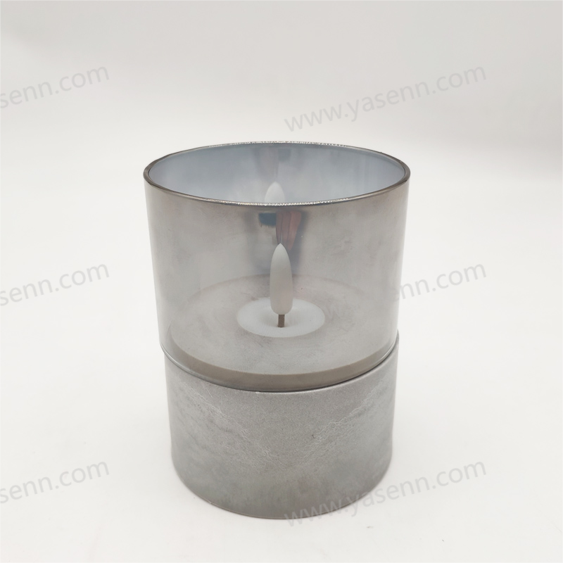 8*10CM BULLET FLAME GLASS-IMAITATION CEMENT CANDLE LAMP YSC23090C	