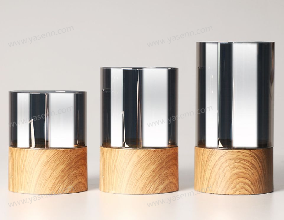 7.5CM BULLET FLAME GLASS - IMITATION WOOD GRAIN CANDLE LAMP 3-PIECE SET YSC23091ABC