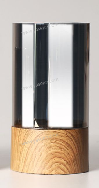 7.5*15CM BULLET FLAME GLASS - IMITATION WOOD GRAIN CANDLE LAMP YSC23091A	