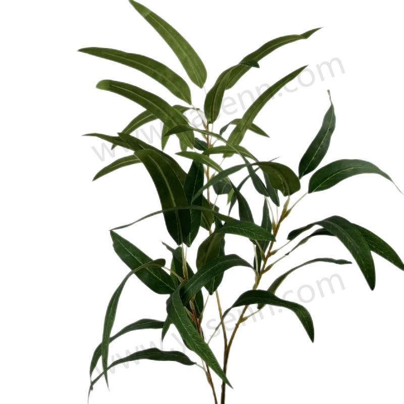 YSL20045 HEIGHT 82CM/3 BRANCHES EUCALYPTUS LEAVES / FLOCKING FABRIC/ 40 LEAVES   artificial LEAVES