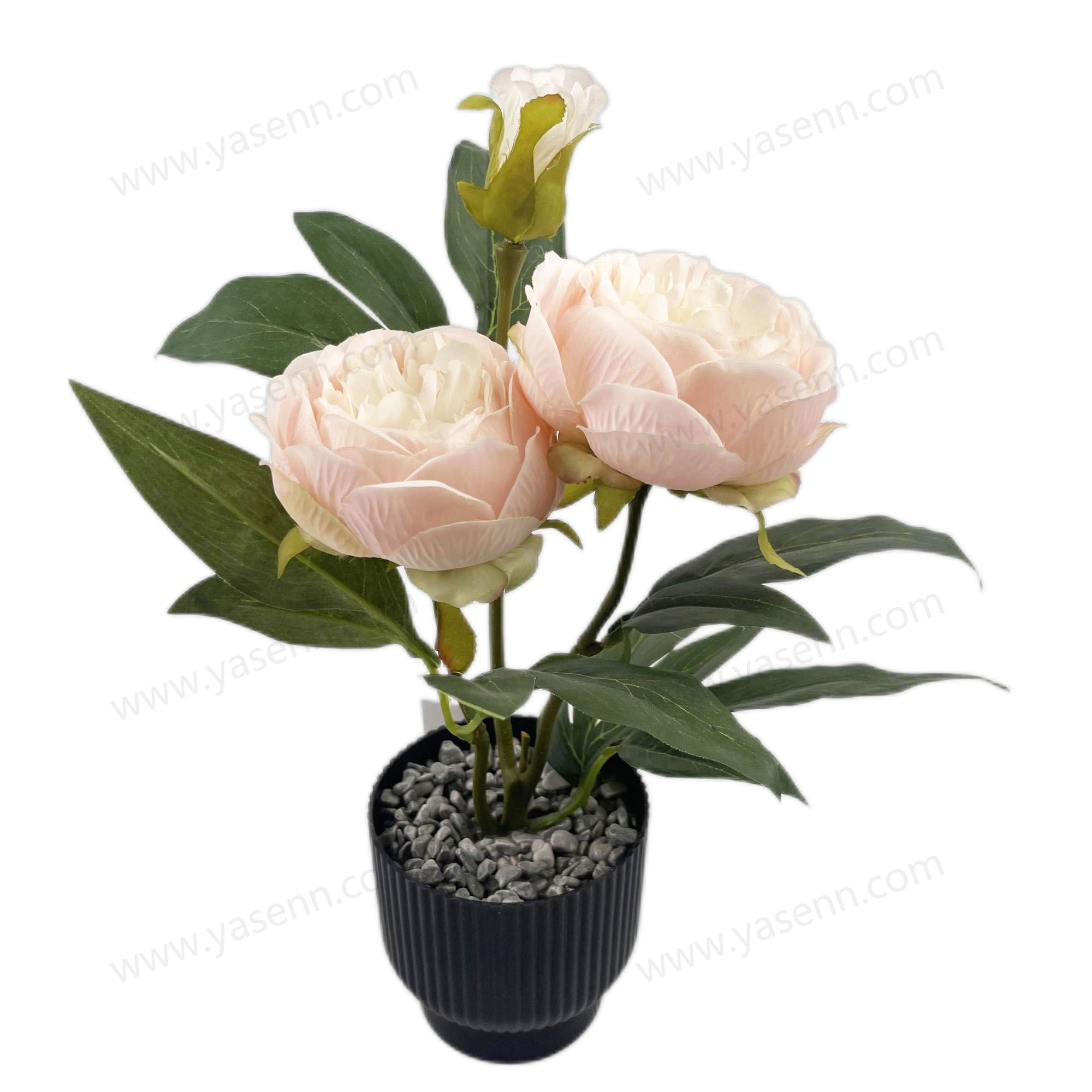 HEIGHT 33CM  2 PEONY，1 BUD  4 LEAVES YSM23017