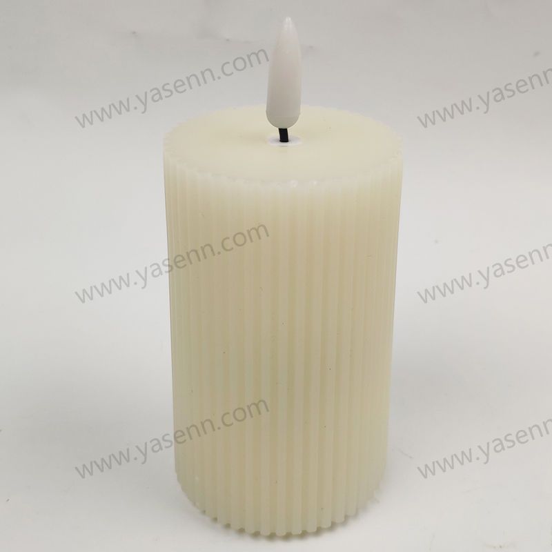 6x10CM bullet candle light with a flat top and vertical stripes YSC23034E