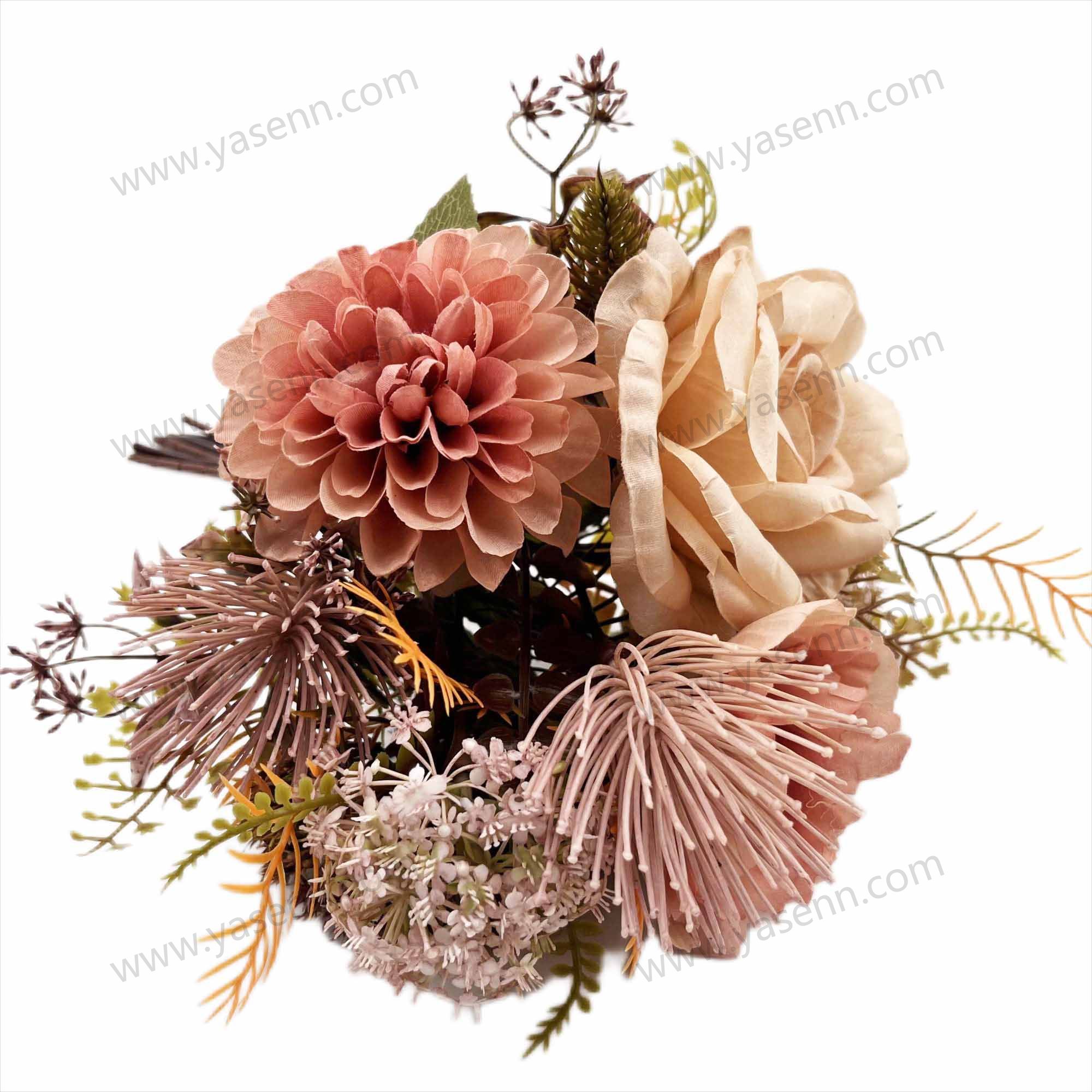 6 BRANCHES ROSE CHRYSANTHEMUM bridal bouquet artificial flowers YSB23180