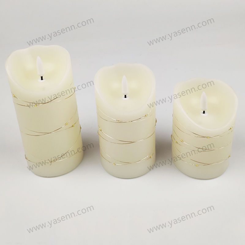 7.5CM WAX Bullet Led Candles With Wire Led Set of 3 YSC23045ABC